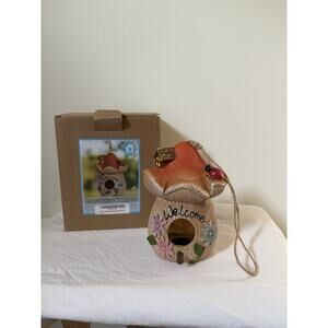 Mushroom Welcome Garden Bird House Hanging Birdhouse Outdoors Hand-Painted